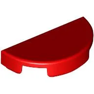 Tile Round 1 x 2 Half Circle / Red