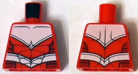 Lego Torso Armor White with Black Muscles Outline and White Belt Pattern