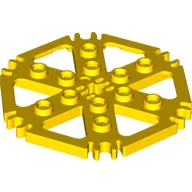 Technic Plate Rotor 6 Blade with Clip Ends Connected [aka Water Wheel] - Hollow Studs / Yellow