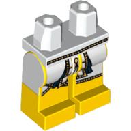 Lego Hips and Yellow Legs with Gold Cord Trimmed Pharaoh's Tunic Print / White