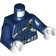 Torso Jumpsuit with Muscles, Utility Belt, White Straps, and SHIELD Logo Print, Dark Blue Arms, White Hands / Dark Blue