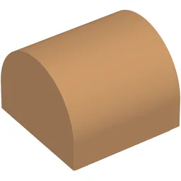 Brick Curved 1 x 1 x 2/3 Double Curved Top, No Studs / Medium Nougat