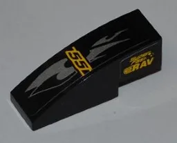 Slope, Curved 3 x 1 with 'SUPER FAST' and 'eRAV' on Left Side and '55' and Silver Flames on Top Pattern (Sticker) - Set 8126