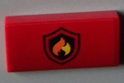 Slope, Curved 2 x 4 x 2/3 with Bottom Tubes with Black and Yellow Fire Logo Badge Pattern (Sticker) - Set 60003