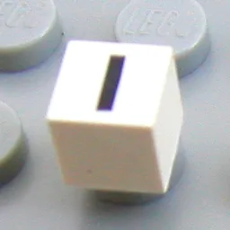 Modulex Tile 1 x 1 with I Print - Black Lining on Top and Sides / Modulex White