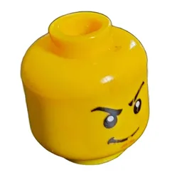 Minifig Head Lloyd, Eyebrows, Stern Smile Print / Yellow