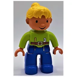 Duplo Figure with Ponytail Yellow, with Blue Legs, Lime Top (Wendy) / Lime