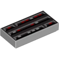 Tile 1 x 2 with Stylised Computer Console Print / Light Bluish Gray