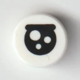 Tile Round 1 x 1 with Eye, Eyebrow, White Circles Print / White