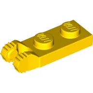 Hinge Plate 1 x 2 Locking with 2 Fingers On End, without Groove, 7 Teeth / Yellow