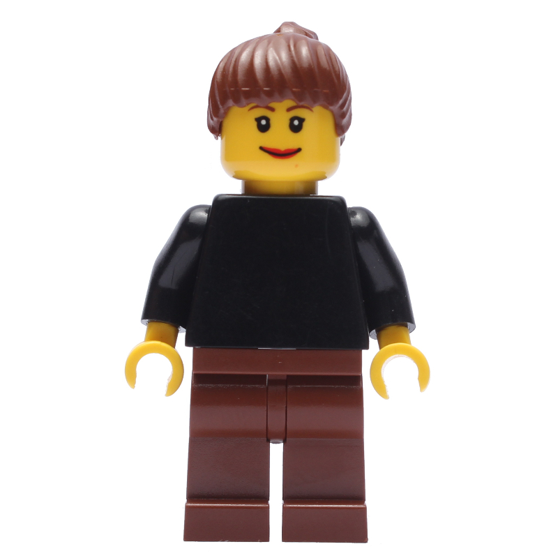Lego Black Torso, Reddish Brown Legs, Reddish Brown Hair