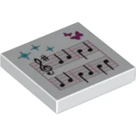 Tile 2 x 2 with Musical Score Print / White