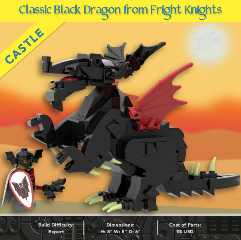 Lego Black Dragon from Fright Knights - Brick Built part 6129c02