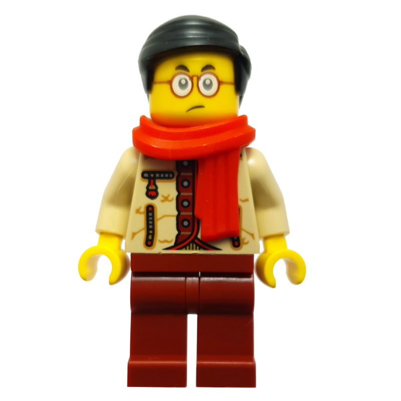 Lego Mr. Tang, Tan Torso, Dark Red Legs