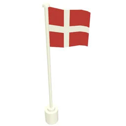 Flag on Flagpole with Denmark Print / White