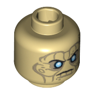 Lego Minifig Head Davy Jones, Silver Eyes and Furrowed Brow Print [Blocked Open Stud] / Tan