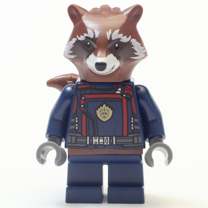 Lego Rocket Raccoon, Dark Blue Outfit, Reddish Brown Fur