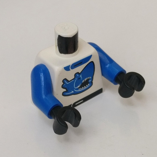 Lego Torso Racing Jacket, Blue Shark Print, Blue Arms, Black Hands / White