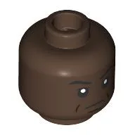 Minifig Head Eyebrows, Dark Brown Creases, Frown Print / Umber Brown