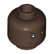 Lego Minifig Head Eyebrows, Dark Brown Creases, Frown Print / Umber Brown