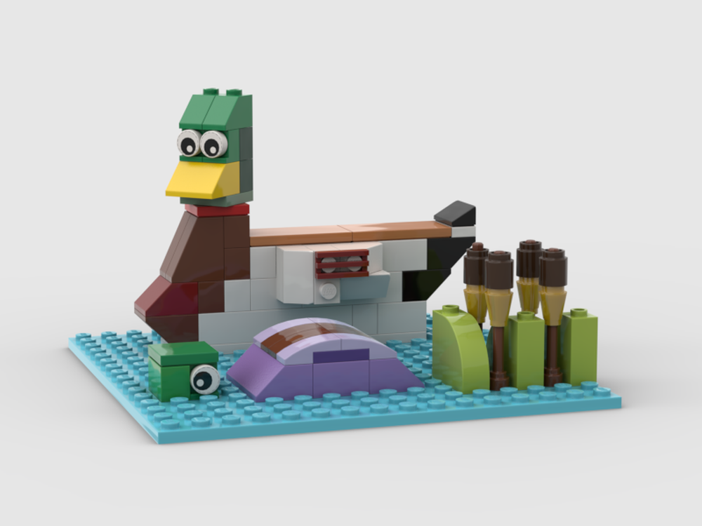 Lego Lake w/ Wild Duck/Mallard, Turtle/Tortoise and Cattails (11717 Alternate Build)