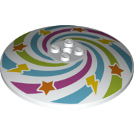 Lego Dish 8 x 8 Inverted [Radar] with Purple, Azure, Lime Swirls, Orange Stars, Yellow Lightning print