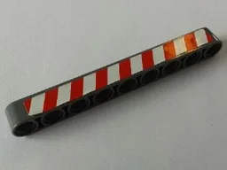 Technic, Liftarm Thick 1 x 9 with Red and White Danger Stripes Model Left Side Pattern (Sticker) - Set 8289