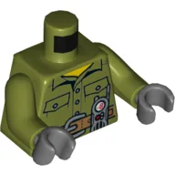 Torso Shirt, Pockets, Belt, Radio Print, Olive Green Arms, Dark Bluish Gray Hands / Olive Green