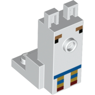 Lego Animal Body Part, Llama Torso and Head with Dark Brown Eyes, Blue/Red/Tan Decorations / White
