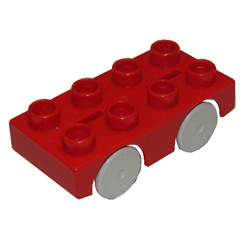 Lego Duplo Car Base 2 x 4 with Light Bluish Gray Wheels (Brickrunner) / Red
