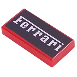 Tile 1 x 2 with White 'Ferrari' on Black Background Print