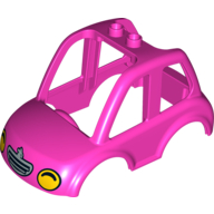 Lego Duplo Car Body High Cab 2 Top Studs with Headlights, Grill print / Dark Pink