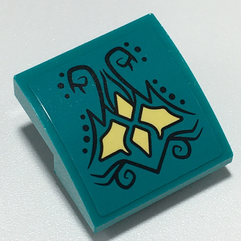 Lego Slope, Curved 2 x 2 x 2/3 Inverted with Bright Light Yellow Diamonds, Black Dots and Swirls Pattern (Sticker) - Set 41196