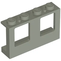 Window 1 x 4 x 2 Plane, Solid Studs / Light Gray