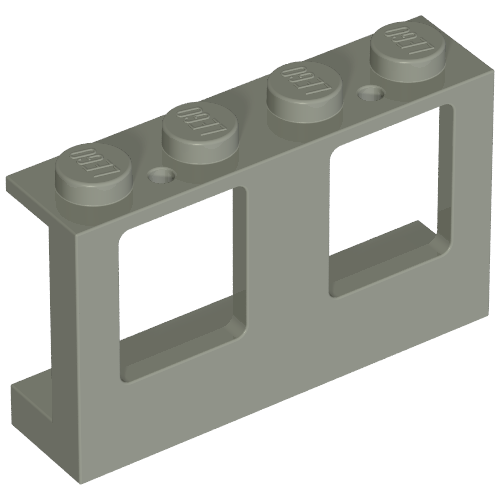 Lego Window 1 x 4 x 2 Plane, Solid Studs / Light Gray