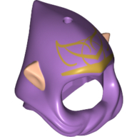 Lego Hood and Light Nougat Elf Ears Combo with Hole on Top and Gold Elves Tribal Print / Medium Lavender