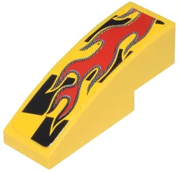 Slope, Curved 3 x 1 with Red Flames on Black and Yellow Pattern Model Left Side (Sticker) - Set 8644