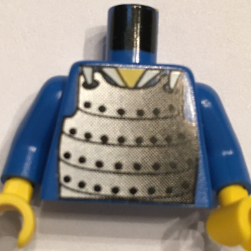 Lego Torso Armor Plate Mail Chest Plate Print, Blue Arms, Yellow Hands / Blue