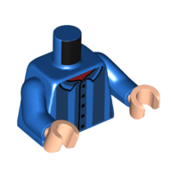Lego Torso, Dark Blue Stripes Shirt, Dark Red Shirt print, Blue Arms, Light Nougat Hands / Blue