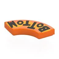 Tile 2 x 2 Curved, Macaroni with Black 'BoTToM', Bright Light Orange Band Print