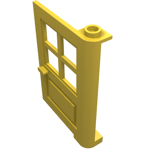 Lego Door 1 x 4 x 5 with 4 Panes, Squared Base / Yellow