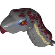 Lego Animal Body Part, Dinosaur, Therizinosaurus Head with Dark Red Markings print / Dark Bluish Gray