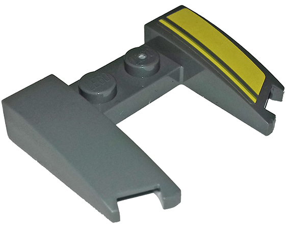 Lego Wedge 3 x 4 x 2/3 Curved with Cutout with Double Yellow Stripes Pattern (Sticker) - Set 75877