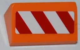 Slope 30 1 x 2 x 2/3 with Red and White Danger Stripes Pattern Model Right Side (Sticker) - Set 4434