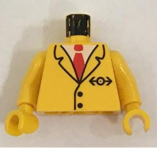 Lego Torso Jacket with Train Logo and Tie Print, Yellow Arms and Hands / Yellow