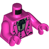 Lego Torso Suit Jacket with Vest, Sand Green Shirt with Collar and Black Tie Print (60's Joker), Dark Pink Arms, Magenta Hands / Dark Pink