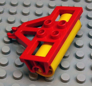 Lego Duplo Farm Plow Type 1, Roller Holder with Yellow Duplo Farm Plow Type 1, Roller Attachment, Smooth (4828 / 31035)