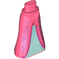 Lego Minidoll Hips and Full Length Skirt with Glitter-Pink Decorations, White Under-Dress, Dark Pink Trim / Coral