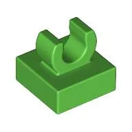 Tile Special 1 x 1 with Clip with Rounded Edges / Bright Green
