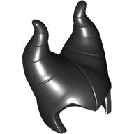 Lego Head Top with Widow's Peak and 2 Large Curved Segmented Horns (Maleficent) [Helmet] / Black